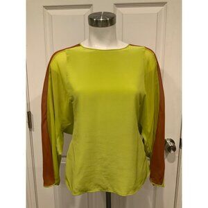 BCBG Max Azria Runway Lemongrass Green & Brown The Miri Top, Size XS, NWT! $228